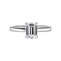 Bague en argent 925 avec moissanite 1 carat couleur D, style classique T-Brand à quatre griffes taille émeraude, certifiée GRA, pour femme, anniversaire