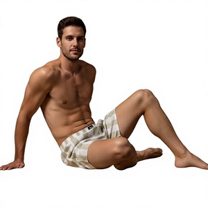 Shorts de bain décontractés pour hommes, imprimés, en polyester/coton tissé, taille mi-haute, avec cordon de serrage, respirants, séchage rapide, logos sur le devant - Product Image 3