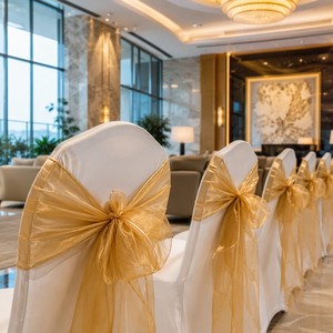 Fabricante Profesional OEM, Marca Laiyuan, Modelo 31535, 15 Colores, Silla <span class=keywords><strong>de</strong></span> Organza Romántica Desmontable Personalizada, Decoración para Bodas - Product Image 3