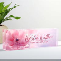 Plaque de nom de bureau en acrylique transparent solide personnalisée en usine