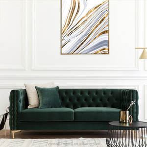 Canapé Chesterfield 2 places en <span class=keywords><strong>velours</strong></span> <span class=keywords><strong>bleu</strong></span> marine avec cadre en bois et pieds dorés - Product Image 4