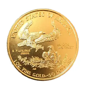 Monedas de oro de tungsteno chapadas en oro, moneda de oro de una onza con certificado americano Walking Liberty de 22k