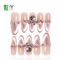 Faux ongles en gel 3D acrylique au design esthétique, 10 pièces, marque privée, faits à la main, effet œil de chat, sur mesure, haut de gamme, fourniture directe d'usine