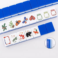 Tuiles de Mahjong Américaines en Acrylique Multicouche à Motif Végétal Luxe Faune Sauvage pour Loisirs et Divertissement