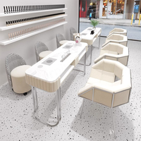Table de salon moderne pour manucure, ensemble de tables et de chaises vertes à double combinaison, design créatif, moderne