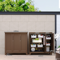 Armoire de rangement extérieure moderne en acier à 3 portes à persiennes, facilement assemblable, résistante à l'eau, design durable pour usage domestique en extérieur