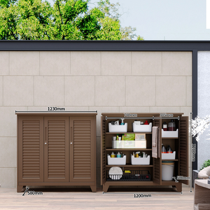 Moderno Armario de Almacenamiento <span class=keywords><strong>Exterior</strong></span> de Acero con 3 Puertas y Rejillas, Fácil de Montar, Resistente al Agua, Diseño Duradero <span class=keywords><strong>para</strong></span> Uso en el Patio Trasero del Hogar - Product Image 2