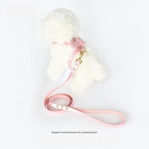 Minerva OEM/ODM cuero brillo Color pajarita brillante Piedra del Rin perro pequeño Multi ajustable mascota perro <span class=keywords><strong>Collar</strong></span> Correa arnés conjunto - Product Image 1