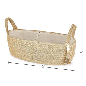 Cesta de Almacenamiento Tejida de Algodón Estilo Nórdico, Rectangular, Hecha a Mano, para Baño, Escritorio, Lavandería, Organización - Product Image 3