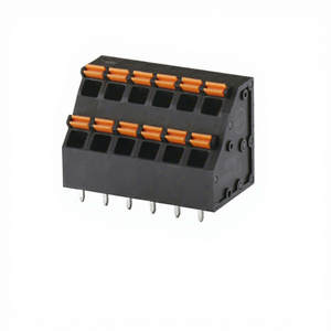 Screw Free Spring Type Double-layer <b>Terminal</b> Block KFM736H-5.0 5.0MM Spacing 300V/10A Black Brass/Tin Plated - Product Image 1