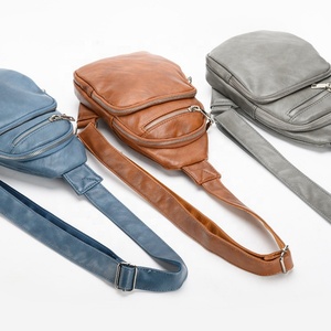 Custom Vegan PU Leather Chest <b>Bag</b> for Men Zipper Closure Leisure & Outdoor Sports <b>Small</b> Crossbody Travel Belt Pack - Product Image 4