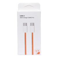 Kabel Data Pengisian Cepat PD60W Oranye Berbahan Nilon Kepang Tipe-C ke Tipe-C, Kabel Pengisi Daya USB-C ke USB-C untuk iPhone 15 16 17Pro Max
