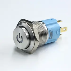 16mm Ein/Aus 12V Blau LED Light Metal Power Push Button Schalter