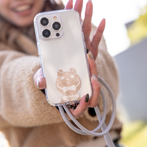Clear Phone Case with <b>Cute</b> <b>Bear</b> Design and Mint Green Lanyard for iPhone Models - Product Image 3