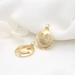 Wholesale 14K Gold Plated Smile Face Charm