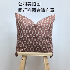 Thiết kế tối hổ phách hoa Poly Linen gối bìa, không thấm nước gỉ Đỏ khối in ngoài trời cushion cover/ - Product Image 6