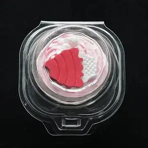 Recipientes descartáveis de plástico descartáveis para cupcake, recipientes individuais/simples transparentes com dobradiças/invólucros