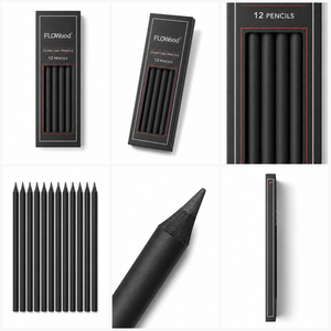 FLOWood 12 crayons de <span class=keywords><strong>fusain</strong></span> noirs en bois pour <span class=keywords><strong>dessin</strong></span>, bâtonnets de <span class=keywords><strong>fusain</strong></span> pour artistes, crayons de croquis et de ombrage, boîte en papier - Product Image 2