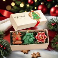 Ensemble de boîtes cadeaux carrées écologiques et biodégradables avec bougies parfumées en forme de fleur, fermeture magnétique et poignée pour la décoration des fêtes