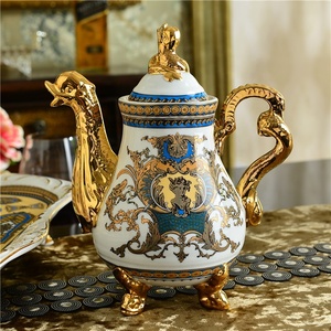 Wholesale 15pcs Gothic Court Royal Home Decors Porcelain Gold Handle Coffee <b>Tea</b> <b>Set</b> - Product Image 2