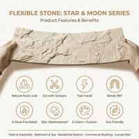 Série Flexible Stone Star Moon, pierre craquelée 3-5mm, Eco-Stone Classe A, ignifuge, se plie à 180° °   Ciseaux de coupe à installation rapide et personnalisée