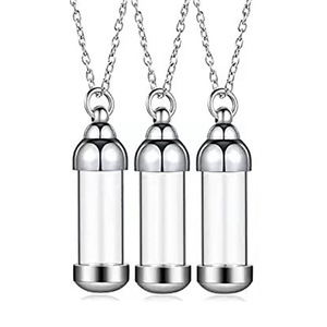 Kalung Botol Kaca Terbuka yang Dapat Diisi Sesuai Pesanan untuk Wanita/Pria, Liontin Botol Abu Kenangan, Perhiasan Urn Kremasi Hewan Peliharaan, Hadiah Kenang-kenangan - Product Image 3