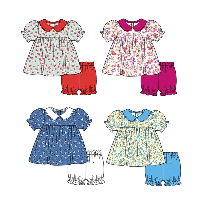 Robe et jarretelles à fleurs pour bébés filles, ensemble 2 pièces en coton, motif floral, tenue d'été, 2022