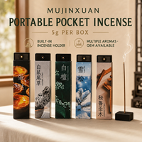 Bâtonnets d'encens portables de 10,5 cm, 5 g, boîte de poche avec support intégré, multiples arômes pour les voyages, la lecture, le bureau, OEM
