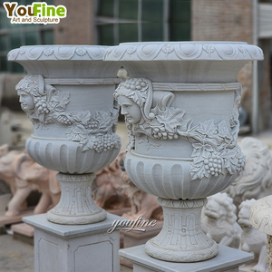 Fornitori di Vasi da <span class=keywords><strong>Giardino</strong></span> Rotondi in Marmo Bianco Naturale per Fiori - Product Image 5