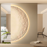 Art mural moderne en porcelaine peinte avec motif de lune sculptée et LED, style Art Déco, pour salon
