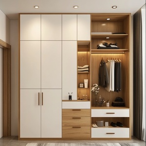 ตู้เสื้อผ้าไม้สำหรับห้องนอนประตูบานเลื่อนสไตล์โมเดิร์น - Product Image 3