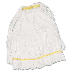 Tête de balai serpillère en microfibre Boardwalk BWK8002 Enviro Clean avec sangle de fixation, taille moyenne, blanc, 12 par carton, pour usage domestique - Product Image 2