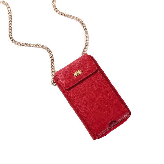 HASSION Top Brand Fashion Designer Women's Phone Case PU Leather Credit Card Wallet Shoulder Strap Multi-Function Zipper Closure