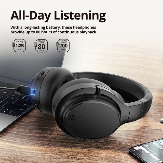 Wholesale Price Custom BT 6.0 All-Day Comfort Fit ANC Over-Ear Headphones Metal Leather IPX4 Waterproof Bass Boost DJ Sports Use