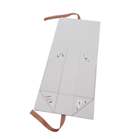 Boîte cadeau magnétique de luxe avec ruban et poignée, pliable, logo personnalisé, carton rigide, papier blanc rose, pour vêtements