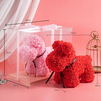 Pe Creative Rose Dog Bouquet de fleurs artificielles en mousse, boîte cadeau pour petite amie, rouge, vente en gros