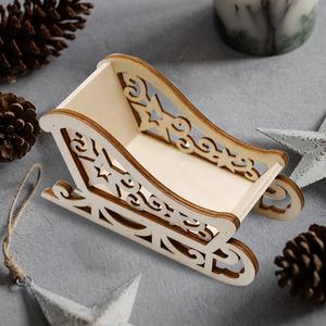 Forte manuale ornamenti natalizi in legno fai da te slitta ornamento per auto in legno Mini ornamento di slitte da tavolo natalizio incompiuto - Product Image 1