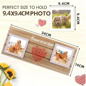 Cornice Doppia in Legno per Foto Commemorativa di Animali Domestici, Realizzata a Mano con String Art e Cuore Inciso, Decorazione da Parete o da Tavolo per Cani e Gatti, Targa Commemorativa - Product Image 2