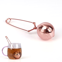 Infuseur à thé de luxe en or rose avec long manche - Boule filtrante en acier inoxydable 304 - Passoire à thé réutilisable pour feuilles de thé en vrac