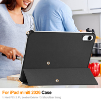 Étui Premium Rigide à Trois Volets en Cuir PU pour Tablette 8,7 Pouces avec Fonction Veille/Réveil Automatique et Support de Protection pour iPad Mini 8 2026