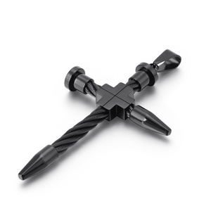 Collar con Colgante de Cruz Chapado en Oro de 87mm para Hombre, Diseño Creativo, Joyería Religiosa - Product Image 5