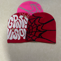 Bonnet Y2K personnalisé de créateur, chapeau d'hiver unisexe de haute qualité en jacquard tricoté, chapeau de luxe avec logo en soie et broderie 3D