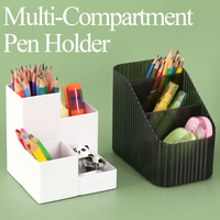 YUZMEI – Organisateur de bureau en plastique PP à quatre compartiments pour crayons et pinceaux de maquillage, idéal pour le rangement de bureau et l'apprentissage