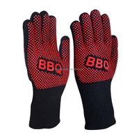 SEB KAMADO China - Guantes de Cocina Clásicos Negros y Rojos Personalizados con Forro de Algodón, Resistentes al Calor, para Horno, Barbacoa, Tejidos a Mano