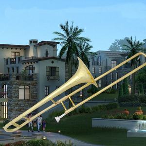 Vente chaude B-Flat Tenor <span class=keywords><strong>Trombone</strong></span> Or Laqué Laiton Instrument Usine Approvisionnement Direct - Product Image 4