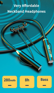 Headset Nirkabel Olahraga yang Dipasang di Leher dengan Baterai Besar, Headset Ponsel yang Dipasang di Leher dengan Daya Hisap Magnetik Binaural, Earphone Termurah - Product Image 2