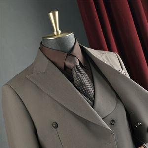 पुरुषों ने 3 टुकड़ों में स्लिम फिट बिजनेस कैजुअल ब्लेज़र वी-गर्दन जिपर फ्लाई पैंट डबल ब्रेस्टेड लुभावनी टी. वी. - Product Image 2