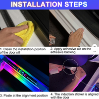Pédale de bienvenue LED USB pour portière de voiture, 4 pièces, sans câblage, bande de seuil de porte, décoration de voiture, lumière d'ambiance à induction pour voiture