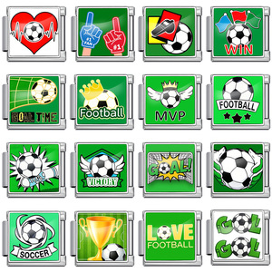 Ciondoli Modulari per <span class=keywords><strong>Braccialetti</strong></span> a Tema Calcio, 16 Stili di <span class=keywords><strong>Perline</strong></span> Smaltate Placcate Oro <span class=keywords><strong>con</strong></span> Design MVP/Vittoria per gli Amanti del Calcio - Product Image 2