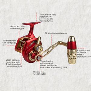 Moulinet de pêche entièrement métallique, moulinet sous-<span class=keywords><strong>main</strong></span>, guide-ligne automatique, <span class=keywords><strong>main</strong></span> droite, rapport de transmission 5,2:1, 13 roulements, poids 600g - Product Image 4